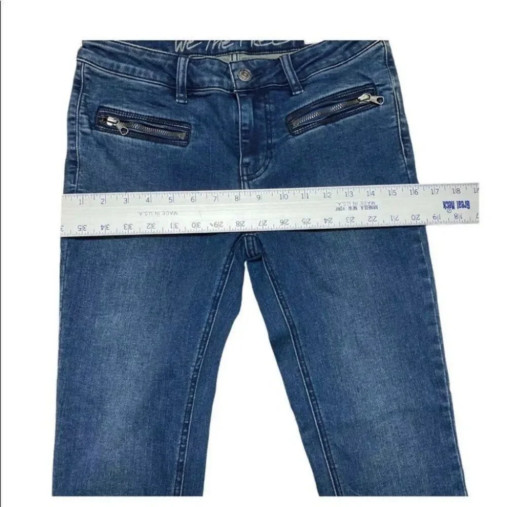 Free People We The Free Size 28 Dark Wash Skinny Jeans Zip Pockets Ankle Zips